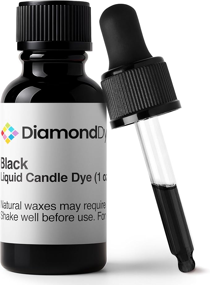 Black Liquid Candle Dye (1 oz) - Made in the USA - Safe and Easy to Use - Pure and Simple Ingredients - Candle Making Supplies for Soy, Paraffin, Palm or Gel Wax - 10 Vibrant Colors to Choose from