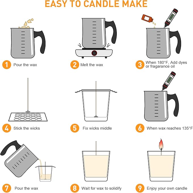 Soy Candle Wax for Candle Making, 10l bs Natural Soy Candle Flakes, Premium Soy Wax for Candle Making, 100 Cotton Candle Wicks, 100 Wick Stickers, & 2 Wicks Holder