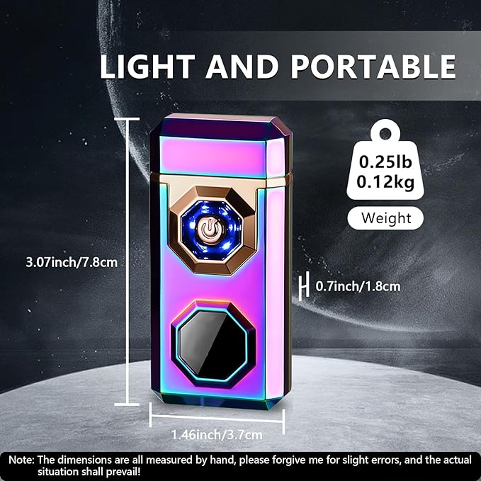 SKRFIRE Arc Lighter Dual Plasma with Type-C Fast Charge & LED Power Display, Windproof Electric Lighter with Flashlight for Camping Outdoor Home Use (Multi-Color)