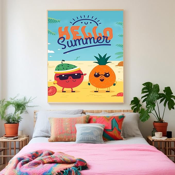 GUAIEUW DIY Diamond Painting Kit Summer Fruit Paradise Diamond Painting Digital 5D Full Round Diamond Kit for Adults, Personalised Gift for Family & Friends for Wall Decor 18x24 Inch