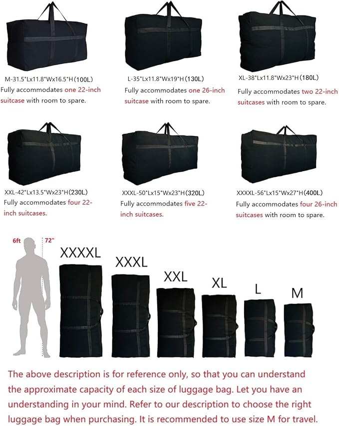 YiKitHom Extra Large Storage Duffle Bag for Travel, Black Big Traveling Duffle Bag