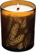 Hemlock Park Amber Gold Leaf Glass Wood Wick Candle Handcrafted with Natural Coconut Wax (Standard 7.2 oz, Foxtail Fir)