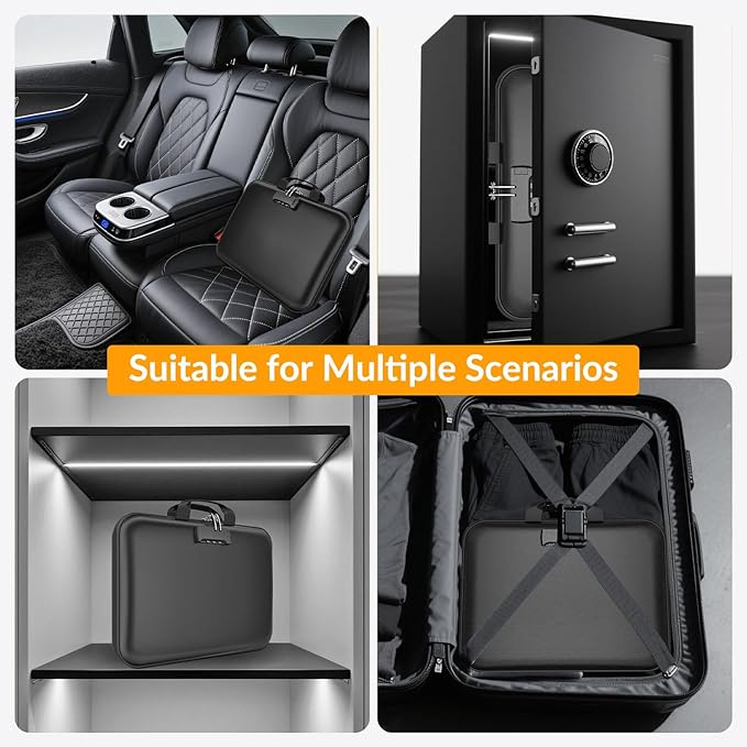 onvvippiv Hard Case Fireproof Document Box, Important File Organizer with Lock Waterproof Zipper, Portable Home Office Travel Storage Accordion Folder for Letter A4 Laptop Files