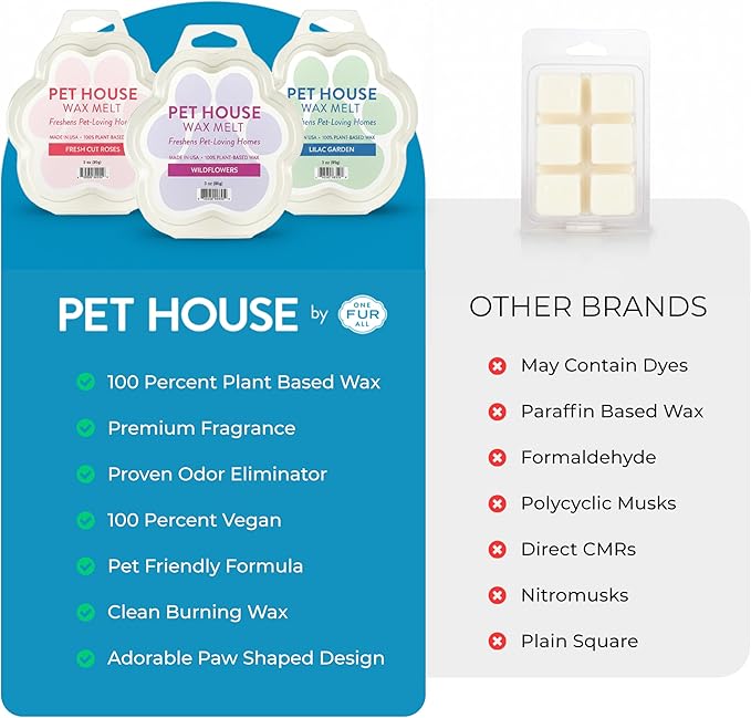 Pet House Fresh Linen Scented Wax Melts, Long-Lasting, Pet-Friendly Plant Based, Wax Melts for Home, Sunwashed Cotton, 3 OZ Each, 2 Pack