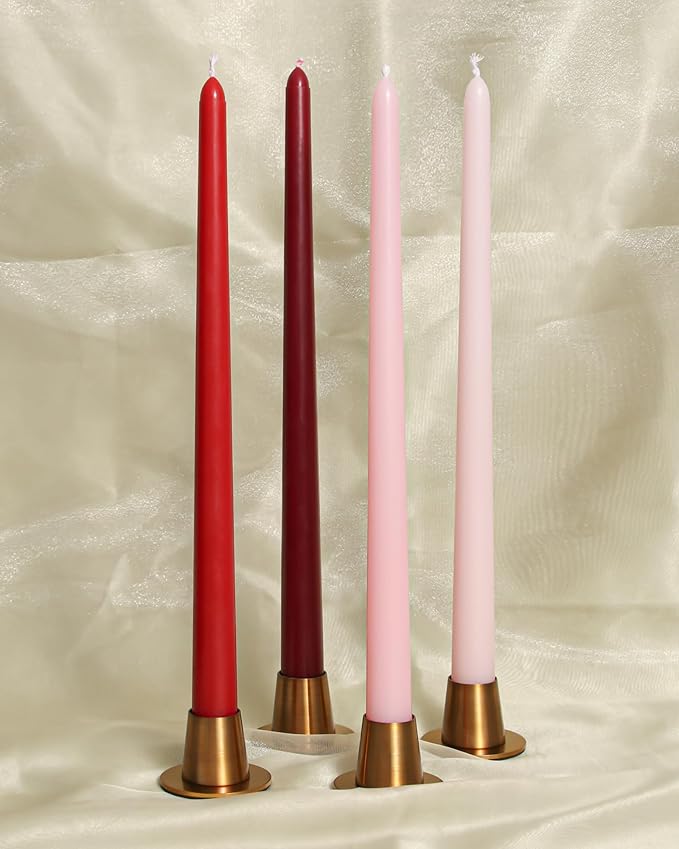 Viyffo Taper Candles, 12 Inch, 12 Pack, Red Ombre – Unscented, Smokeless Design, Up to 8-Hour Burn – Tall Candlesticks for Table Decor, Weddings & Dinners
