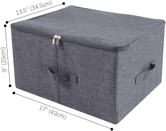 iwill CREATE PRO Pack of 2, Fabric Folding Washable Clothes Storage Boxes with Zip Lid for Wardrobe, Black Gray
