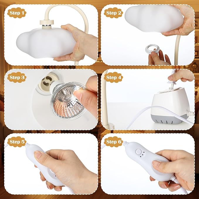 Glooglitte Cloud Candle Warmer Lamp with Timer Dimmer Mother's Day Cute Warming Lamp Adjustable Wax Melt Light Bedside Table Scented Wax Light for Bedroom House Living Room Birthday Gift for Women