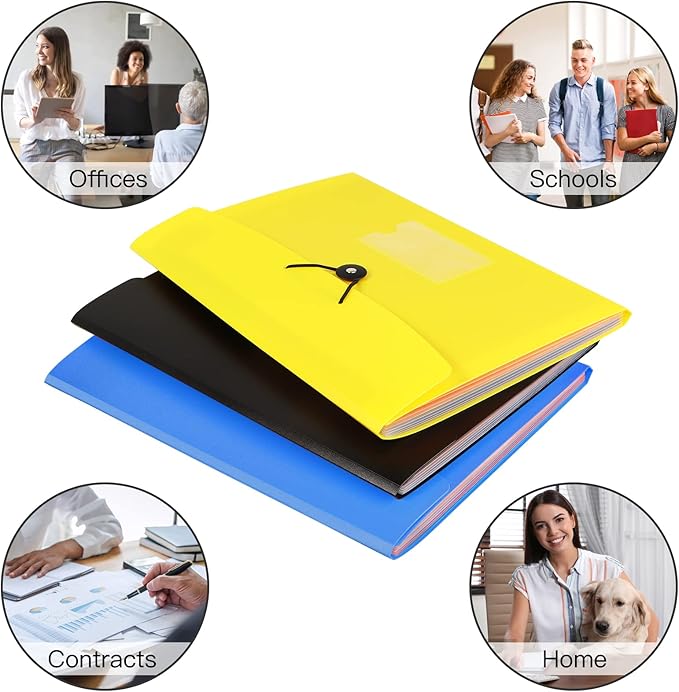 7 Pocket Accordian File Folders, Expanding File Folder A4 Letter Size Paper Portable Document Organizer-Blue