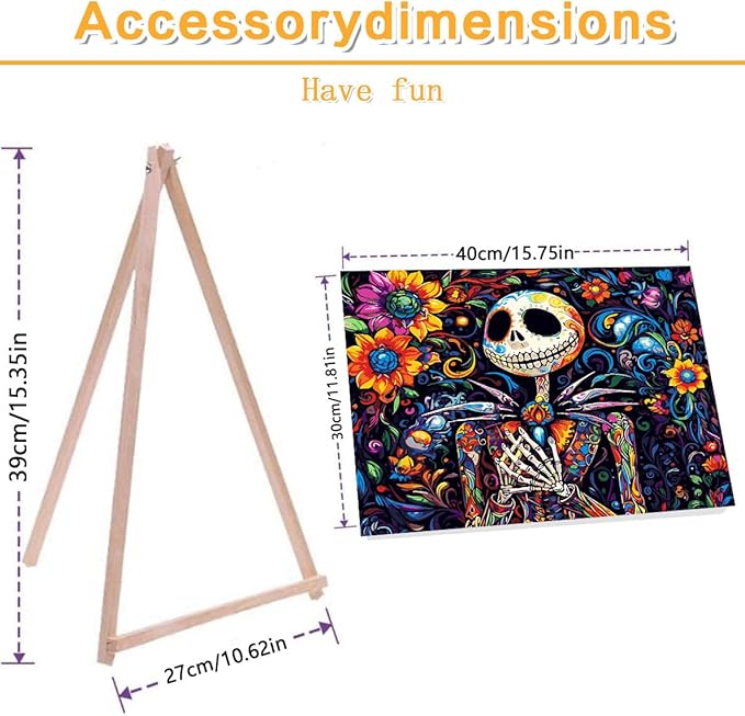 Meothan Framed Paint by Numbers Kits for Adults Halloween, Nightmare Before Christmas Paint by Numbers Kits on Canvas with Easel for Home Wall Decor 11.8x15.7inch (30x40cm