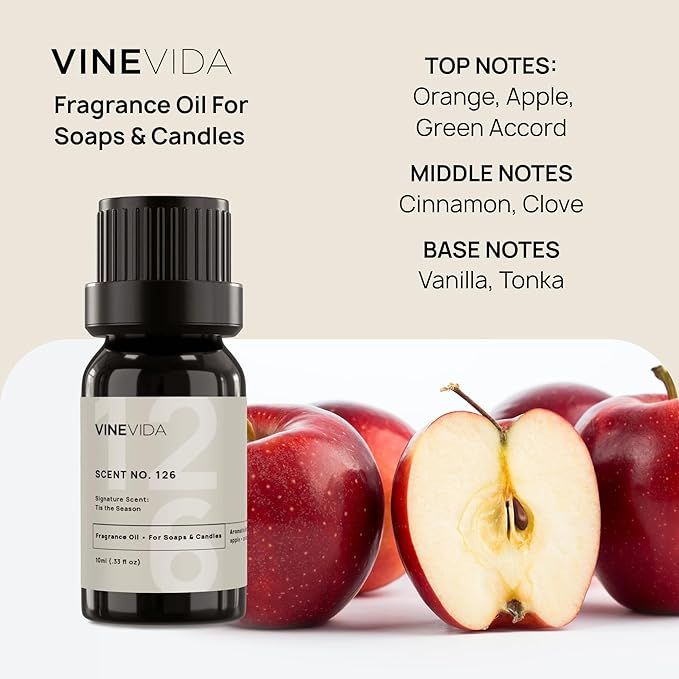 VINEVIDA [10 ml] Tis The Season; Fragrance Oil for Candle Making and Soap Making - Premium Candle Scents for Soy Candles