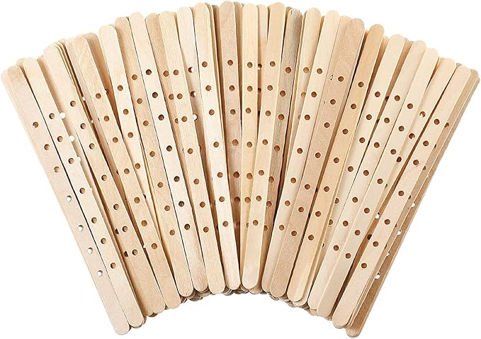 100pcs Wooden Candle Wick Holders - 3 Wick Candle Holders, Candle Making Wick Centering Tool with 7 Holes