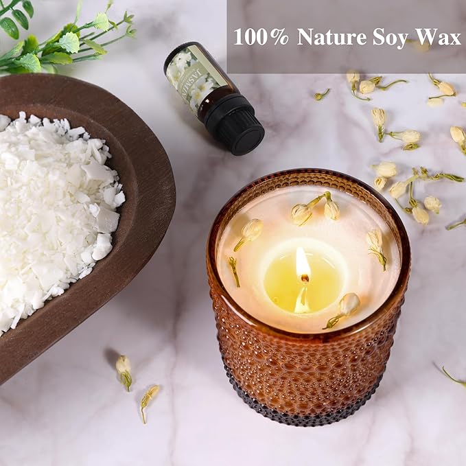 DARJEN Candle Making Kits for Beginners, DIY Starter Scented Candles Making Kit - 2 Glass Jars(Blue, Amber), Soy Wax, Scented, Card & More, Full Soy Candle Making Supplies Set Perfect Gifts