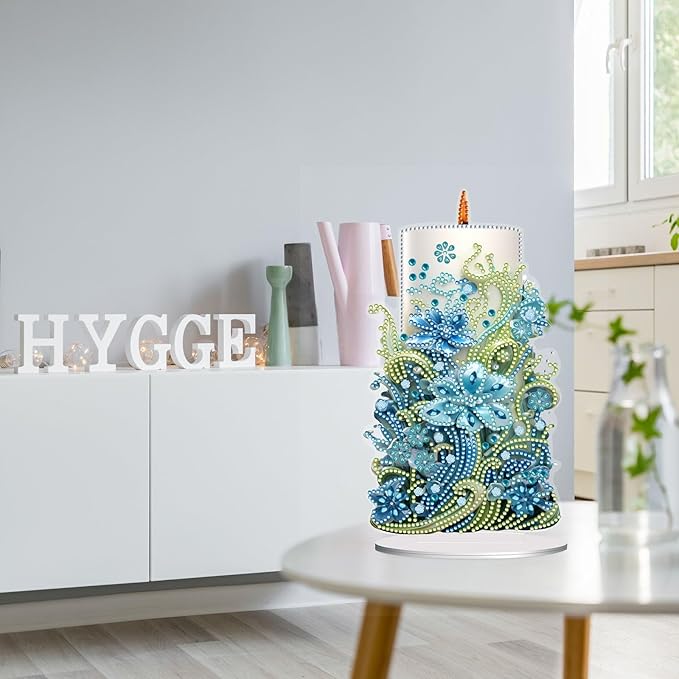 5D Diamond Art Candle Ornaments Kits, DIY Christmas Flower Candle Diamond Art Painting Desktop Ornament, Special Shaped Crystal Diamond Art Painting Tabletop Home Office Decor-4PCS-C
