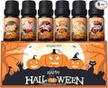 WUSEONY Halloween Fragrance Oils Set, Essential Oils for Diffusers Home, Scented Oils for Candle Soap Making - Pumpkin Pie, Caramel Apple, Chocolate Bars, Snickerdoodle, Caramel Corn, Witch's Brew