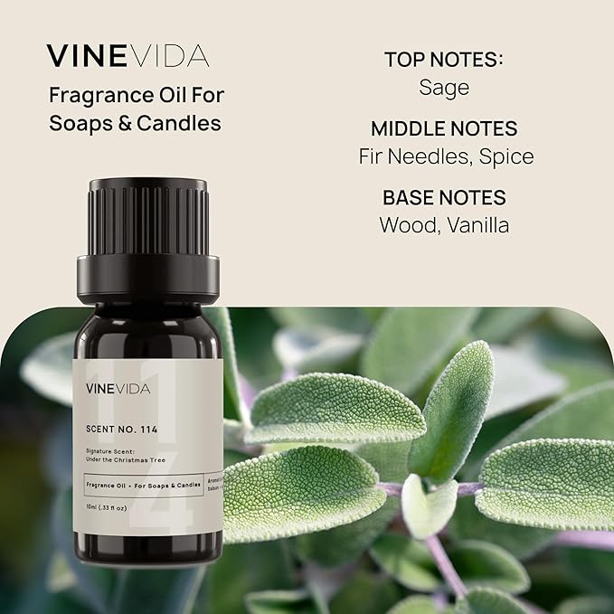 VINEVIDA [10 ml] Under The Christmas Tree; Fragrance Oil for Candle Making and Soap Making - Premium Candle Scents for Soy Candles