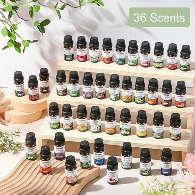 Nuanchu 36 Pcs Essential Oils Set 10ml Fragrance Oil Aromatherapy Kit for Diffuser Humidifier Aromatherapy-Oils for Candle Making