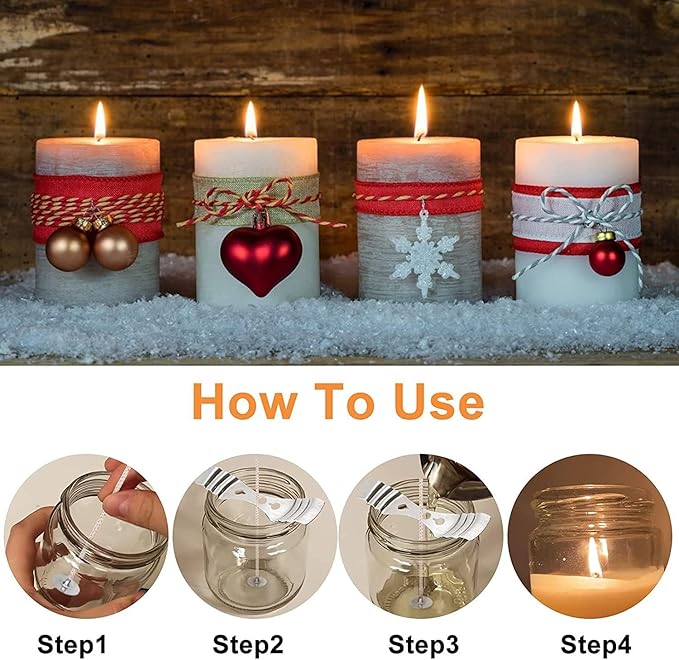 100pcs ECO 14 Wicks for Soy Candles, 6 inch Pre-Waxed Candle Wick for Candle Making,CD18 Thick Candle Wick with Base