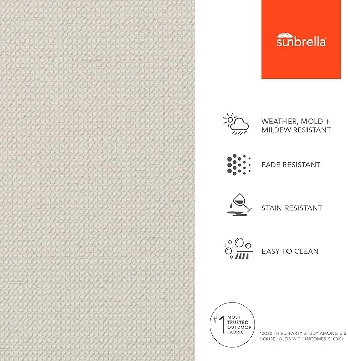 Sunbrella Outdoor Fabric by The Yard | Charmer Parchment (Textured) | Official Sunbrella Seller | Indoor or Outdoor Upholstery Fabric for Chairs, Cushions, Drapery, Pillows, Furniture