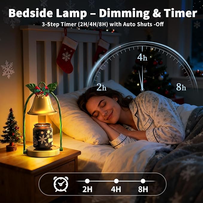 Candle Warmer Lamp with Timer & Dimmable 4-Level Brightness - Adjustable Height,for New Home Bedroom, Gifts for Women (Christmas)