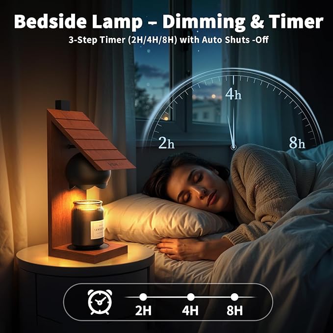 Wooden Candle Warmer Lamp - Rustic Cabin-Shaped Wax Melter with Vintage Farmhouse Charm, Wall-Mountable Flameless Candle Heater for Scented Wax, Decorative Night Light for Home, Bedroom，New home ﻿