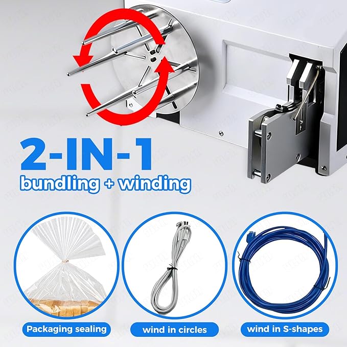 Automatic Twist Tie Machine, Multi-Functional Bag Closure Bundling Tool with 300m Premium Twisted Bands, 5-30mm Precision Tying Range, Automatic Tying and Cutting Functions.(Bundling)