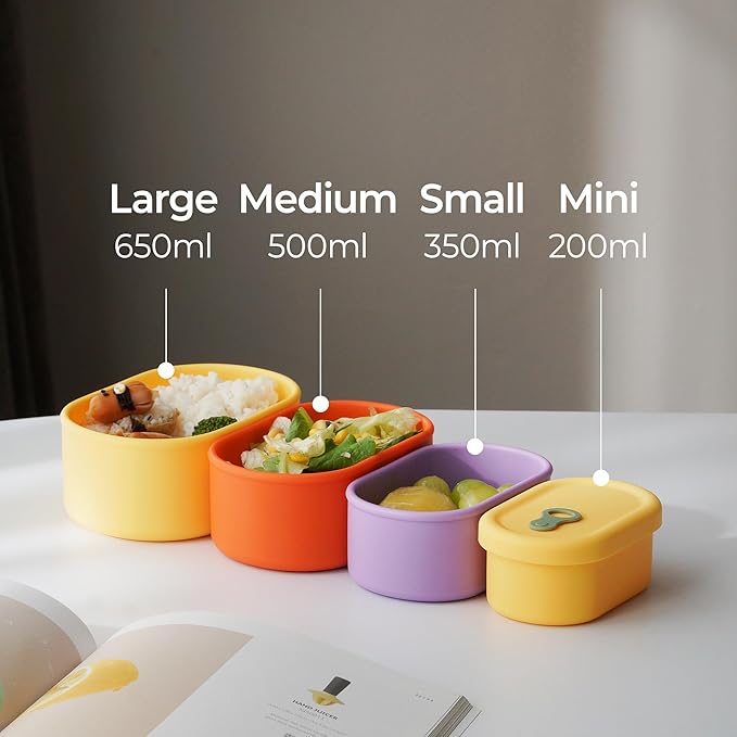 Premium Korean-Made Silicone Airtight Food Container with Steam Vent – BPA Free, Leakproof, Microwave & Freezer Safe Meal Prep. & Leftovers Storage (Mandarin Orange, 12 floz)