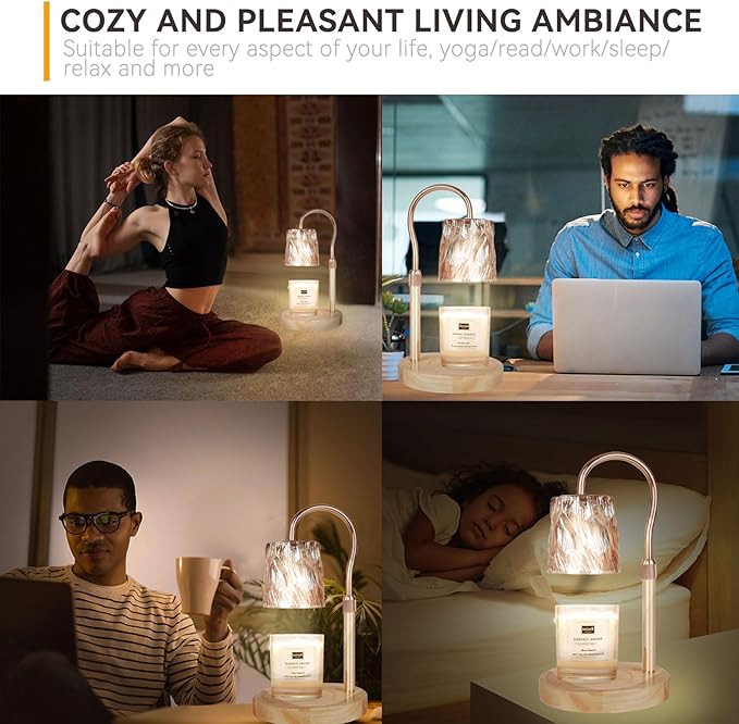 TOACSUCP Candle Warmer Lamp with 3 Bulbs, Adjustable Height Dimmable Candle Warmer with Timer, Compatible with Large Jar Candles, Candle Lamp with Charming Gift Box for Her/Him