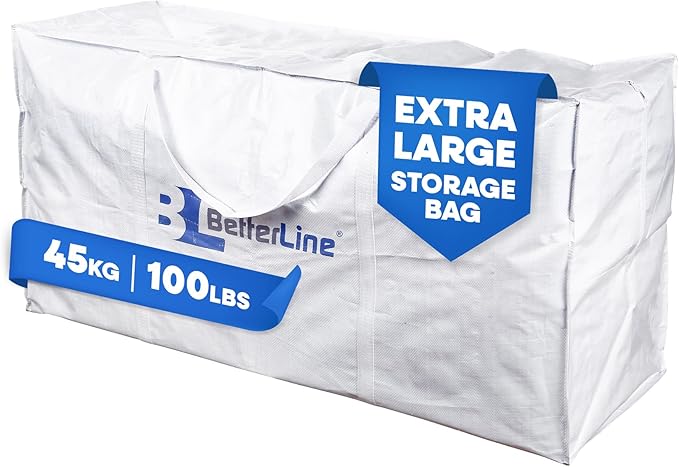 Extra Large Storage Bag - Heavy Duty 45x22x16 Inches Huge Tote Duffel with Max Load of 100 lbs. (45kg) - Tear-resistant & Water-resistant Polypropylene Woven Cloth, With Zippers