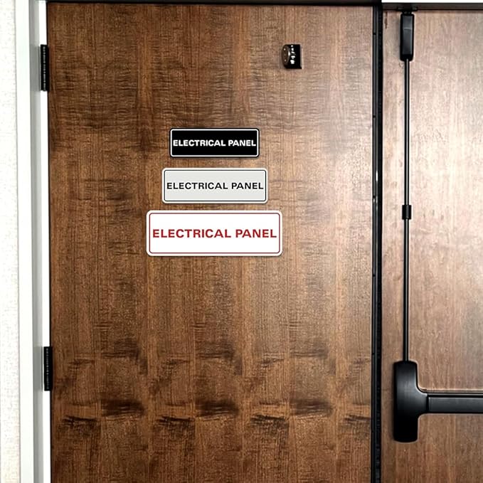 All Quality Standard Electrical Panel Wall or Door Sign - Durable Material | Clear and Functional Sign | Easy Installation‌ - Navy Blue/Gold - Small (10 Pack)