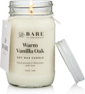 Bare Botanics Warm Vanilla Oak Scented Soy Candle - Premium Candle in 16 oz Mason Jar - 100% Natural Soy Wax & Plant-Based Fragrance Oils, Softly-Scented - Handpoured in WI - 85 Hrs Long Burning