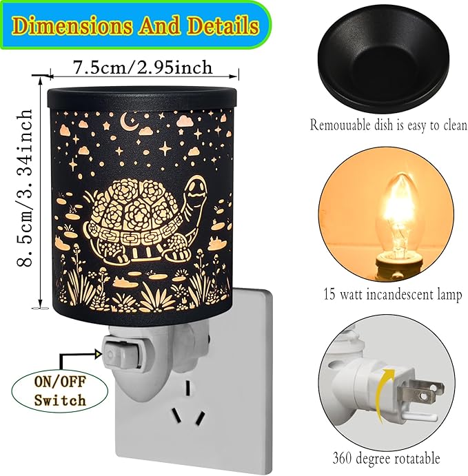 Plug in Wax Warmer for Scented Wax melt Warmer Scentsy Wax Warmer for Fragrance Oil Candle Warmer for Office Bedroom Gift & Home Decor（Tortoise）