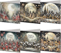 6PCS Diamond Art Christmas Cards with envelopes, Festive Holiday Greeting Cards Kit, Christmas Diamond Art Kits for Adults