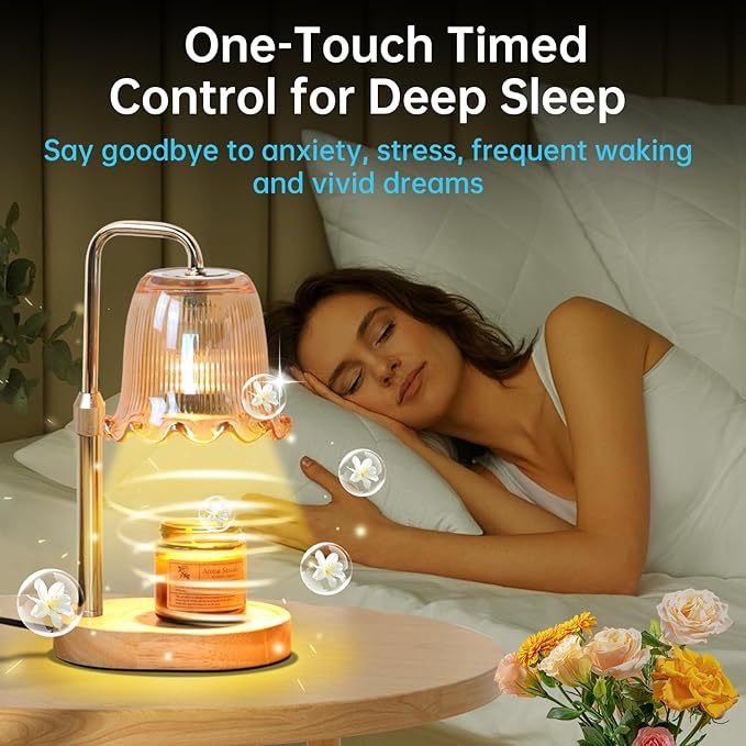 Candle Warmer Lamp with Timer Dimmable, Adjustable Height, House Warming Gifts New Home Decor, Mothers Day Birthday Gifts for Mom Women, Bedroom Decor with 2 Bulbs (Gifts for Women)