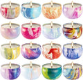 16 Pack Scented Candles Gift Set - 2.5oz Strong Fragrance Natural Soy Wax Candles in Portable Travel Tin Jars - Perfect for Home Decoration and Gifting