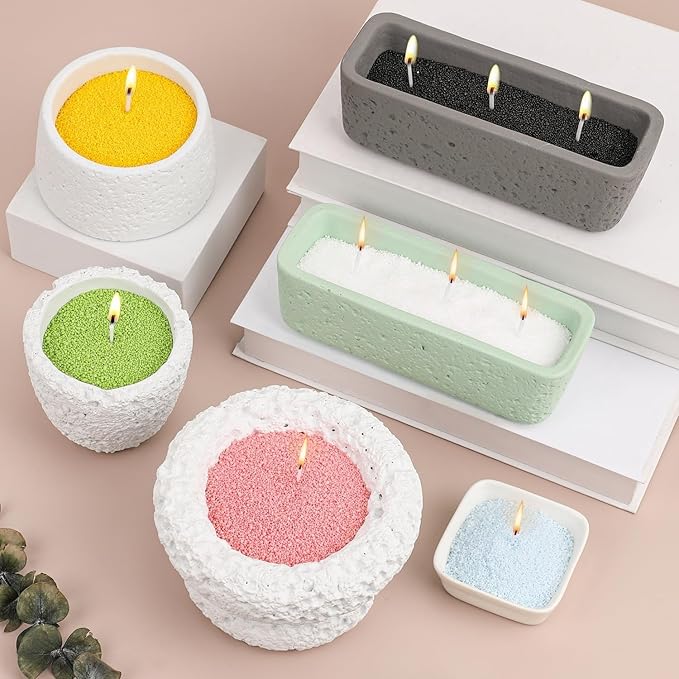 Snow Pearled Candles Sand-Refillable Sand Wax, DIY Candle Beads and Wicks, for Home Decor, Parties, Events-250g/9oz(Yellow)