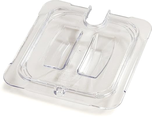 Carlisle FoodService Products Storplus 1/4 Size Notched Universal Food Pan Lid with Molded Handle for Catering, Buffets, and Restaurants, Polycarbonate, Clear, (Pack of 6)