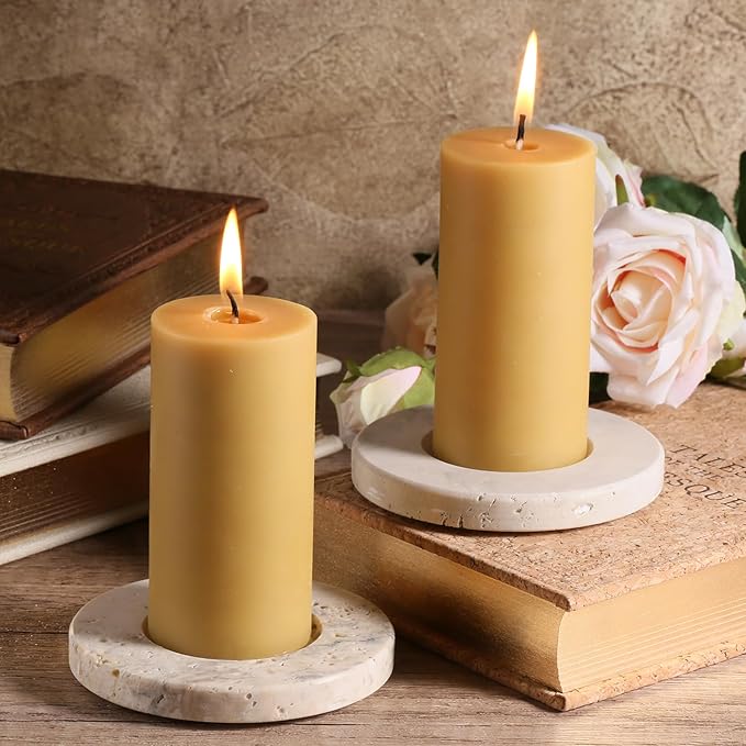 Beeswax Pillar Candles 6 Pack Natural Beeswax Pillar Candles,100% Pure Beeswax Candles- Long Burning,Organic Bees Wax Candles for Home,Church,Parties. (6 Packs)