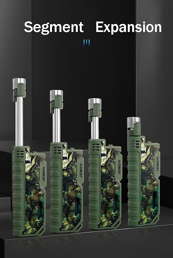 Ambrogio.L Jet Torch Lighter, Scalable Long Neck with Visible Gas Window for Kitchen Fireplace Camping Candle Grill BBQ Fireworks,Gas not Included,Camouflage