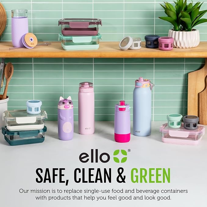 Ello Plastic 3.7 Cup Meal Prep Set 10 Pc, 5 Pack Set - BPA Free Plastic Food Storage Container with Silicone Boot and Airtight Plastic Lids, Dishwasher, Microwave, and Freezer Safe, Meadow