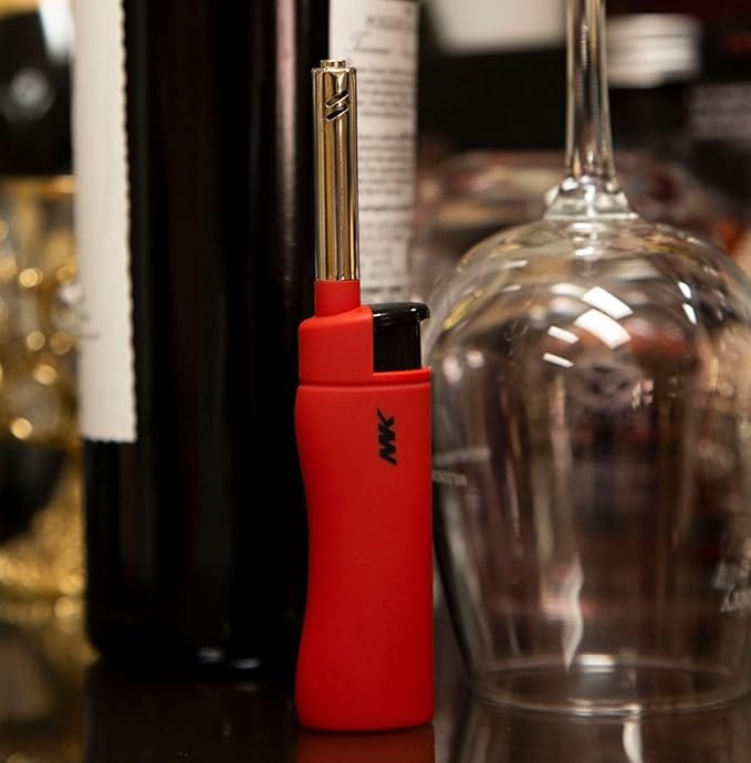 MK 4PCS Candle Lighters with Refillable, Windproof Flame, Ideal for Candle, BBQ Lighter, Random Color (Hue-4PC)