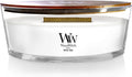 WoodWick White Teak Gifts for Women and Men, 16 oz Ellipse Candle with Crackling Wick