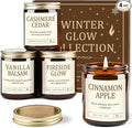 Scented Candles Gift Set for Women - 4 Pack Soy Candles for Home Scented, Long Lasting Winter Candle Set with Cashmere Cedar/Fireside Glow/Cinnamon Apple/Vanilla Balsam, Birthday Valentine's Day Gifts
