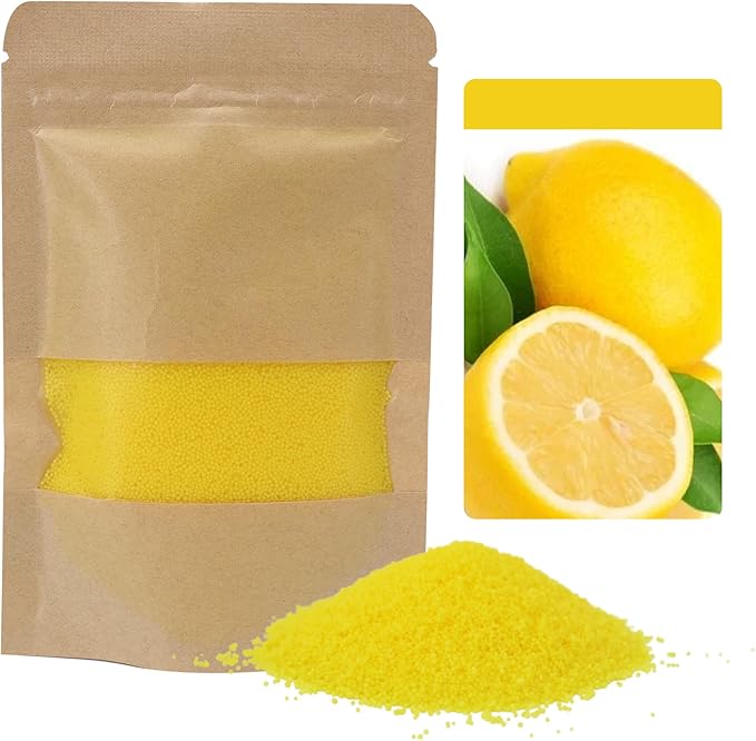Monivi Scented Candle Sand with Wicks 1.1lb Yellow Pearled Candle Beads Sand Candles with Wicks for Mothers Day Gift 85 Burn Hours Refillable Candle Wax for DIY Candle Making(Scented Lemon)
