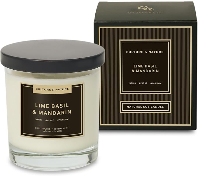 CULTURE & NATURE Natural Soy Wax Candle 7oz (Lime Basil & Mandarin)