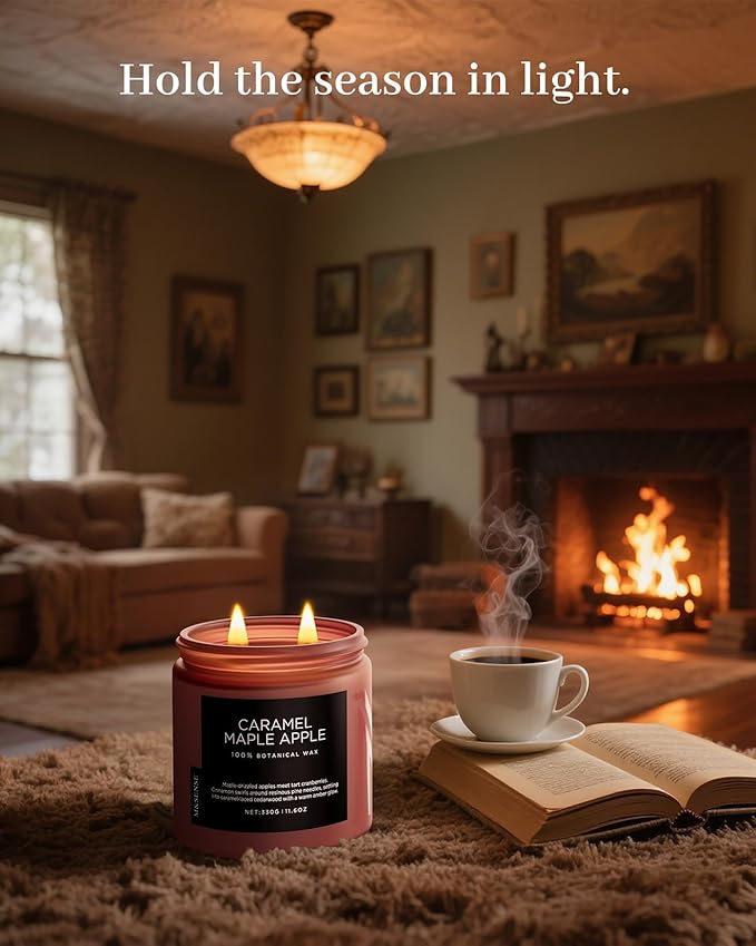 M&SENSE Caramel Apple Valentine Scented Candles for Home, Long Lasting 70 Hours Natural Soy Wax Clean Non Toxic Large 11.6oz 2 Wicks Candle Gifts for Easter Holiday Birthday Housewarming