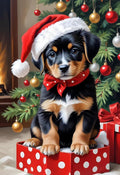 QZOTRXI Cute Dog Winter Diamond Painting Kits for Adults,Christmas Diamond Painting Kits,Round Full Drill Diamond Art Kits for Home Wall Decor 12x16 Inch