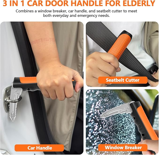 Kaiedos Car Door Handle for Elderly, 3-in-1 Car Handle Assist for Seniors, Portable Auto Cane Vehicle Support Handle, 500 lbs Capacity, Non-Slip Door Assist Bar