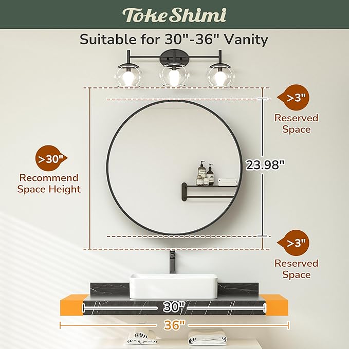 TokeShimi 24 x 24 Round Medicine Cabinet for Bathroom, Brushed Nickel Circle Medicine Cabinet Mirror Shatterproof with Stainless Steel Metal Frame, Detachable Shelves, Wall Mounted Only