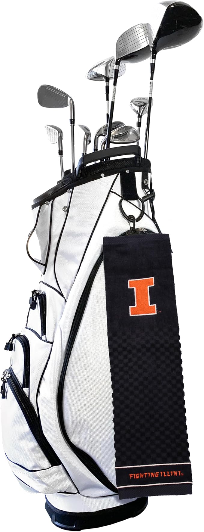 Team Golf NCAA Illinois Fighting Illini Embroidered Golf Towel Embroidered Golf Towel, Checkered Scrubber Design, Embroidered Logo