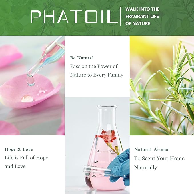 PHATOIL 100ML Lemongrass Essential Oil, 3.38FL.OZ Essential Oils for Diffuser, Humidifier, Aromatherapy, Lemongrass Oil Scented Oils for Soap, Candle Making